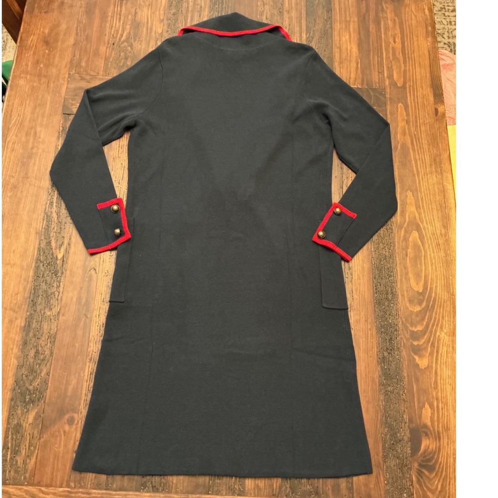 Venus Navy & Red Military Coat Women's Large Long Knit Cardigan Sweater Jacket - Picture 4 of 6